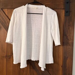 Eileen Fisher Open Front 3/4 Linen Cardigan M